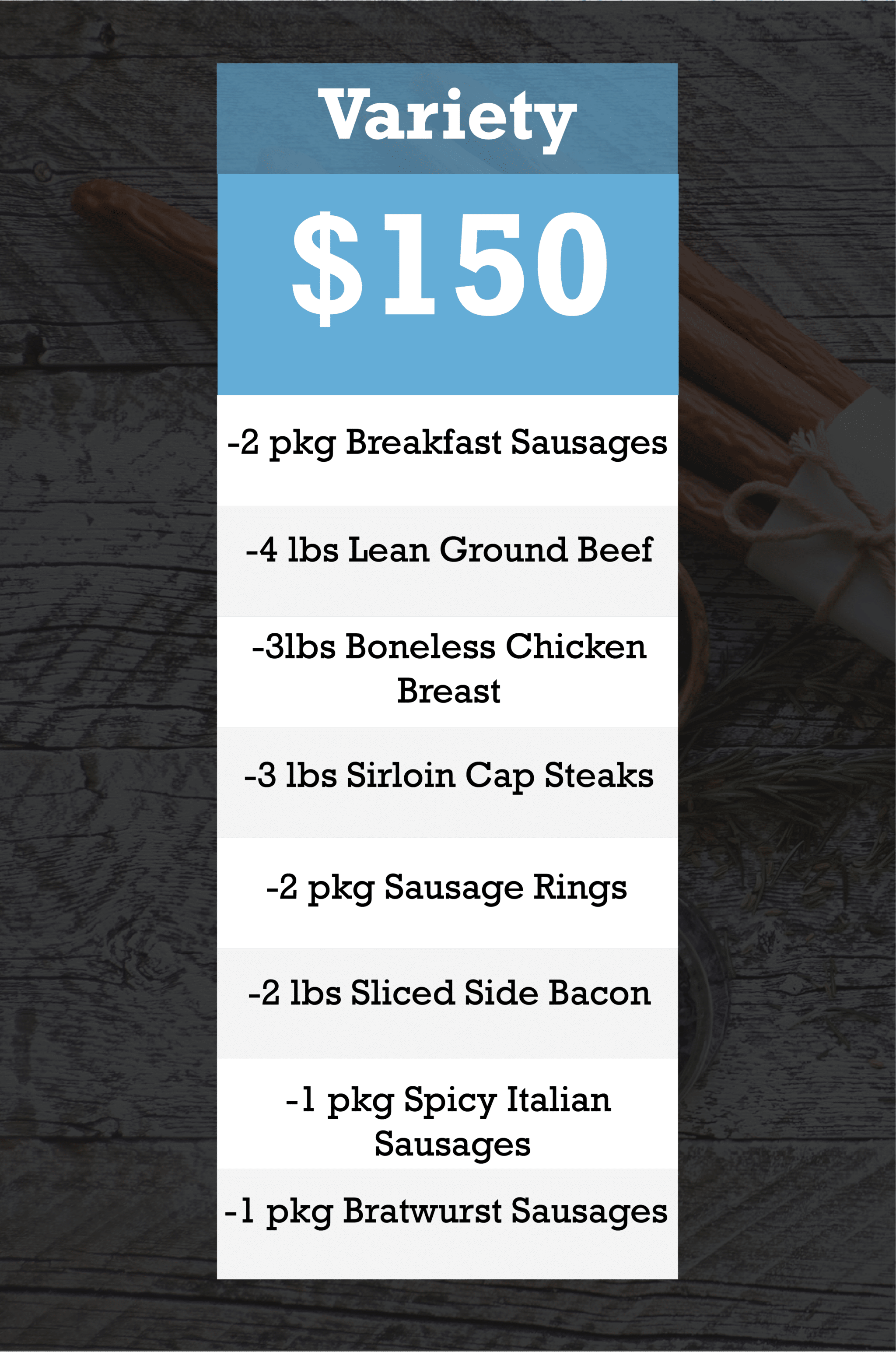 $150 Variety freezer pack
